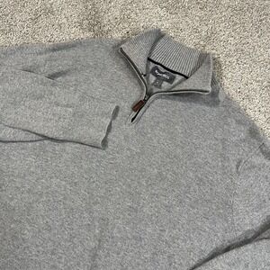 Bonobos 1/4 Zip Sweater Mens XL Gray Cotton Cashmere Pullover Knit Slim Fit Soft